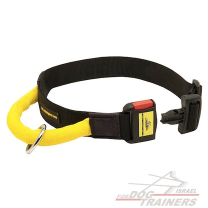 קולר לכלב מניילון מתכוונן לכל מזג-אוויר עם ידית ואבזם לשחרור מהיר - FOR DOG TRAINERS- ISRAEL