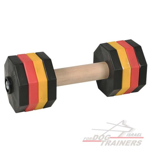משקולת עץ לאילוף כלבים עם צלחות משקל צבעוניות נשלפות - 2 ק"ג - FOR DOG TRAINERS- ISRAEL