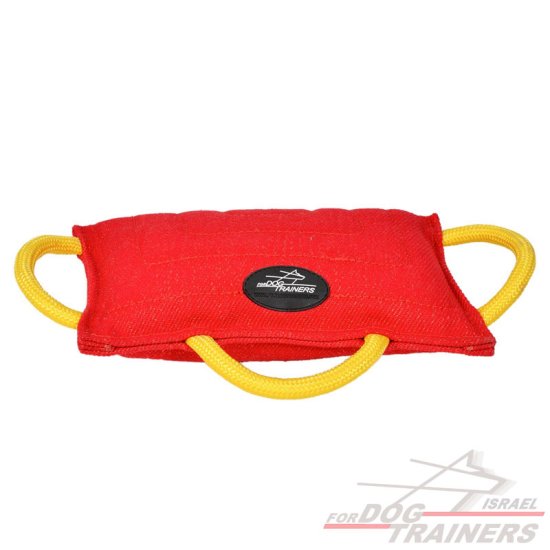 כרית נשיכה לכלב עם 3 ידיות מבד פשתן צרפתי - FOR DOG TRAINERS- ISRAEL