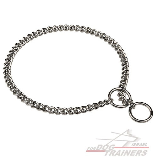 קולר חנק מצופה בכרום - איכות גרמנית, 3 מ"מ - FOR DOG TRAINERS- ISRAEL