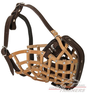 מחסום פה לכלב בצורת סל מעור בסגנון משטרתי לאימוני תקיפה - FOR DOG TRAINERS- ISRAEL