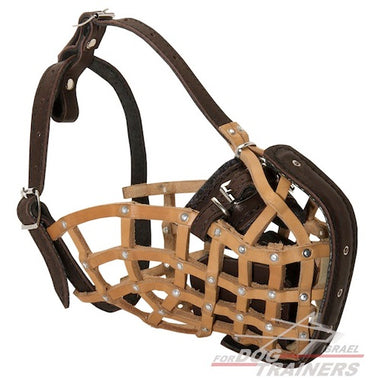 מחסום פה לכלב בצורת סל מעור בסגנון משטרתי לאימוני תקיפה - FOR DOG TRAINERS- ISRAEL