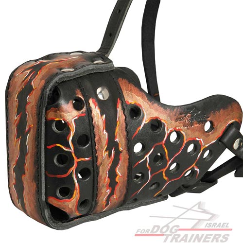 זמם לכלב מעור אופנתי "מאגמה" בצביעה ידנית - FOR DOG TRAINERS- ISRAEL