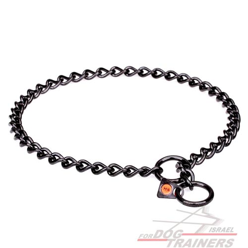 קולר אימון "שומר פרווה" מפלדת אל-חלד שחורה 4 מ״מ - FOR DOG TRAINERS- ISRAEL