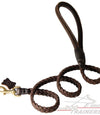 רצועת עור לכלב קלועה עם ידית עגולה מעור - FOR DOG TRAINERS- ISRAEL