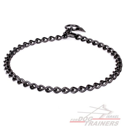 קולר אימון "שומר פרווה" מפלדת אל-חלד שחורה 4 מ״מ - FOR DOG TRAINERS- ISRAEL