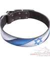 קולר לכלב מעור בצביעה ידנית - דגל ישראל - FOR DOG TRAINERS- ISRAEL