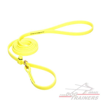רצועת סליפ ליש לכלב בצבע צהוב עשויה מביאוטן- עם קולר חנק מובנה - FOR DOG TRAINERS- ISRAEL