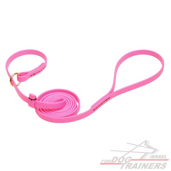 רצועת סליפ ליש לכלב בצבע ורוד עשויה מביאוטן- עם קולר חנק מובנה - FOR DOG TRAINERS- ISRAEL