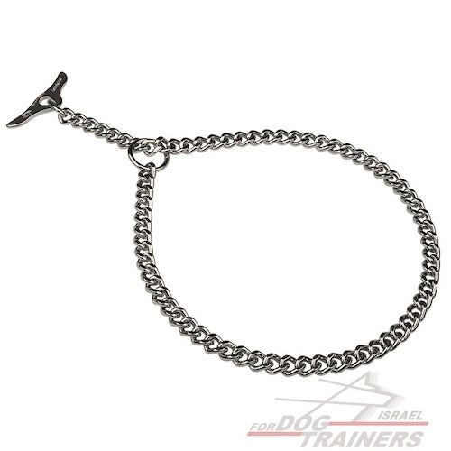קולר חנק לכלב עם קרני שור לאילוף אפקטיבי, 3 מ"מ - FOR DOG TRAINERS- ISRAEL