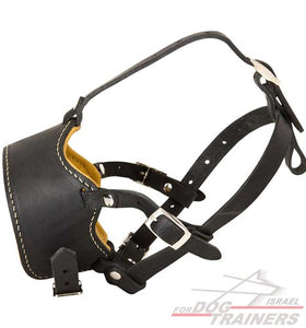 מחסום פה לכלב מלכותי ורך מעור נאפה מתכוונן למניעת נביחות - FOR DOG TRAINERS- ISRAEL