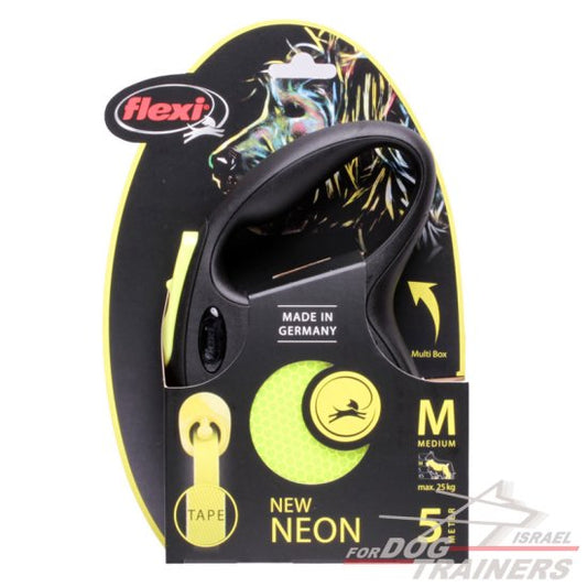 רצועת פלקסי כלבים מתכוננת לכלבים בינונים- 5 מטר - FOR DOG TRAINERS- ISRAEL