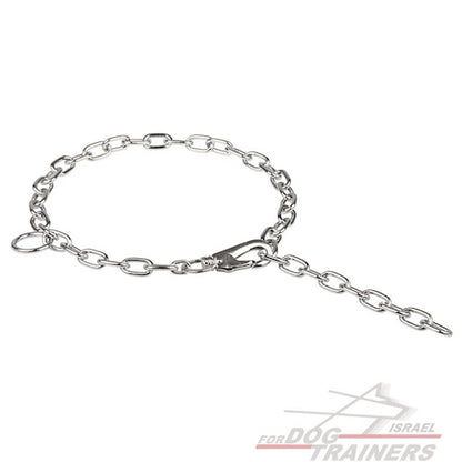 קולר חנק לכלב השומר על פרוותו של הכלב עם קרבינה - איכות גרמנית - FOR DOG TRAINERS- ISRAEL