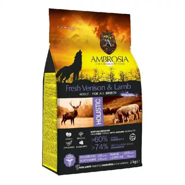 ambrosia אמברוסיה- מזון לכלב, צבי וכבש 12 ק"ג - FOR DOG TRAINERS- ISRAEL