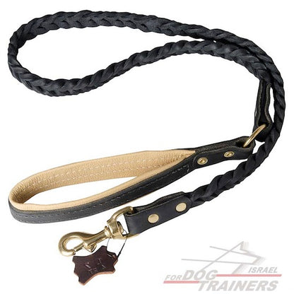 רצועת עור לכלב עשויה בעבודת יד-בסגנון מיוחד ואקסקלוסיבי - FOR DOG TRAINERS- ISRAEL