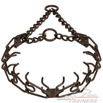 black metal dog prong collar with adjustable links for professional dog training
