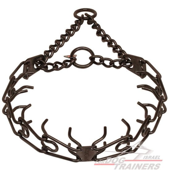 קולר דוקרנים מנירוסטה מושחרת (תוצרת גרמניה)- גודל קטן - FOR DOG TRAINERS- ISRAEL