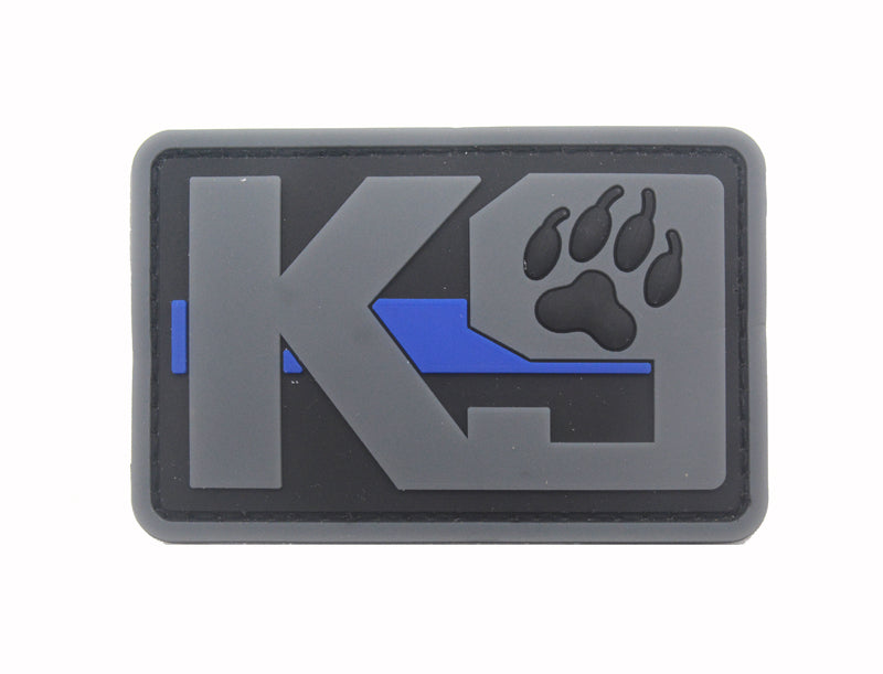 פאץ' K9 PVC אפור עם פס כחול 8x5 ס"מ עם סקוץ' - FOR DOG TRAINERS ישראל
