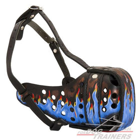 מחסום פה לכלב אופנתי מעור בצביעה ידנית - FOR DOG TRAINERS- ISRAEL