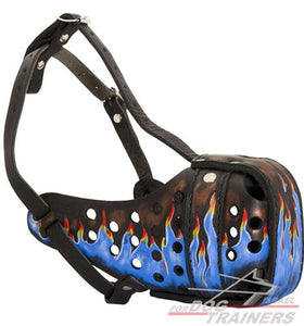 מחסום פה לכלב אופנתי מעור בצביעה ידנית - FOR DOG TRAINERS- ISRAEL