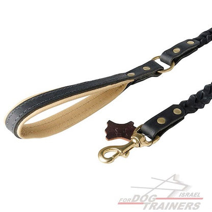 רצועת עור לכלב עשויה בעבודת יד-בסגנון מיוחד ואקסקלוסיבי - FOR DOG TRAINERS- ISRAEL