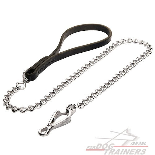 רצועה אקסקלוסיבית לכלב עם ידית מעור - מיוצרת בגרמניה ע"י Herm Sprenger - FOR DOG TRAINERS- ISRAEL