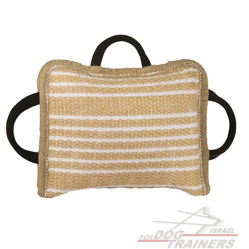 חדש! כרית נשיכה לכלב מבד יוטה עם 3 ידיות - FOR DOG TRAINERS- ISRAEL