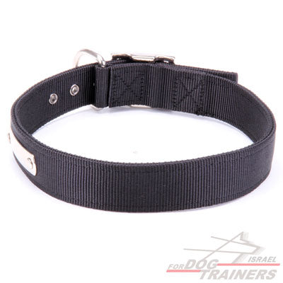 קולר ניילון עם תג שם בחריטה אישית! - FOR DOG TRAINERS- ISRAEL