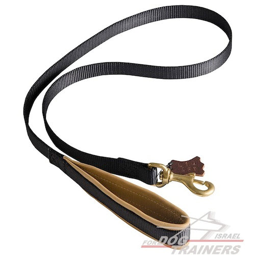 רצועה לכלב מניילון עם חומר תומך מעור על הידית למניעת שפשופים - FOR DOG TRAINERS- ISRAEL