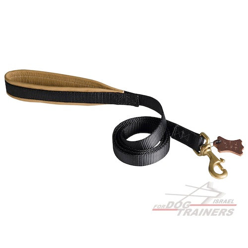 רצועה לכלב מניילון עם חומר תומך מעור על הידית למניעת שפשופים - FOR DOG TRAINERS- ISRAEL