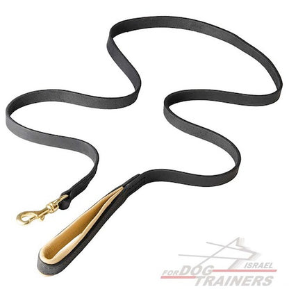 רצועת עור לכלב נוחה במיוחד עם חומר תומך על הידית - FOR DOG TRAINERS- ISRAEL