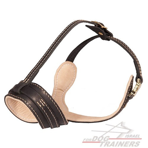 מחסום פה לכלב בסגנון מלכותי בצורת לולאה מרופד בעור נאפה - FOR DOG TRAINERS- ISRAEL