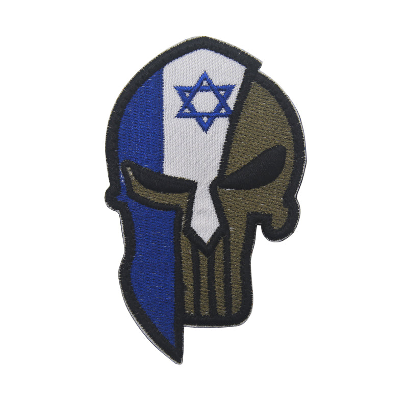 פאץ' גולגולת ספרטן עם דגל ישראל בגוון זית עם סקוץ' - FOR DOG TRAINERS ישראל