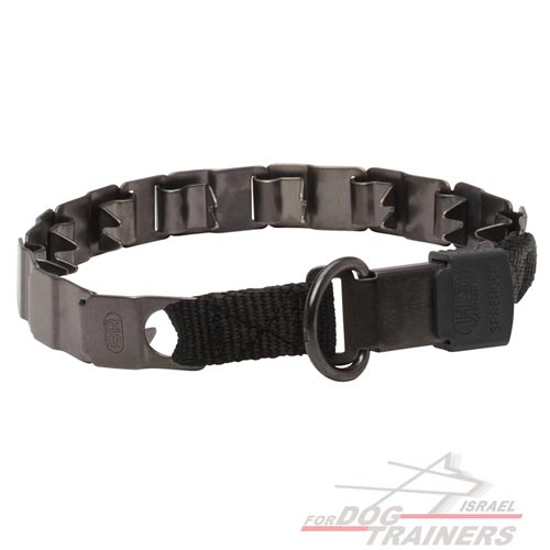 קולר דוקרנים לכלבים בעלי פרווה קצרה- עשוי פלדת אל-חלד מושחרת - FOR DOG TRAINERS- ISRAEL