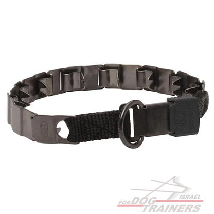 קולר דוקרנים לכלבים בעלי פרווה קצרה- עשוי פלדת אל-חלד מושחרת - FOR DOG TRAINERS- ISRAEL