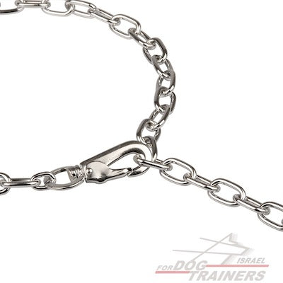 קולר חנק לכלב השומר על פרוותו של הכלב עם קרבינה - איכות גרמנית - FOR DOG TRAINERS- ISRAEL