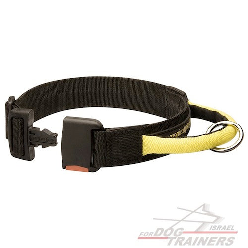 קולר לכלב מניילון מתכוונן לכל מזג-אוויר עם ידית ואבזם לשחרור מהיר - FOR DOG TRAINERS- ISRAEL