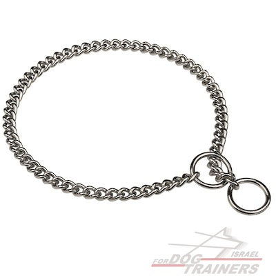 קולר חנק מצופה בכרום - איכות גרמנית, 3 מ"מ - FOR DOG TRAINERS- ISRAEL