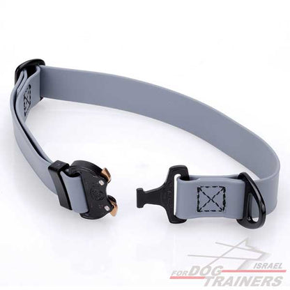 קולר מתכונן לכלב מביאוטן- בצבע אפור+ נעילת קוברה מקורית - FOR DOG TRAINERS- ISRAEL